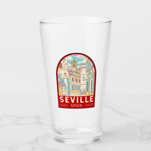 Sevilla Spain Travel Retro Emblem Glas (Voorkant)