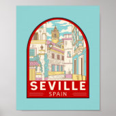 Sevilla Spain Travel Retro Emblem Poster (Voorkant)