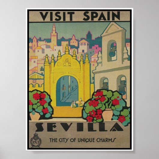 Sevilla Spain Vintage Travel Poster (Voorkant)
