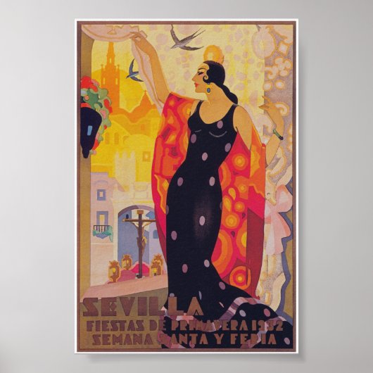 Sevilla, Spanje, 1932 Lentefestival Vintage Travel Poster (Voorkant)