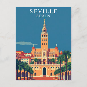Sevilla, Spanje Andalusië Retro Travel Art Briefkaart