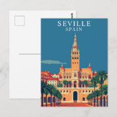Sevilla, Spanje Andalusië Retro Travel Art Briefkaart (Voorkant / Achterkant)