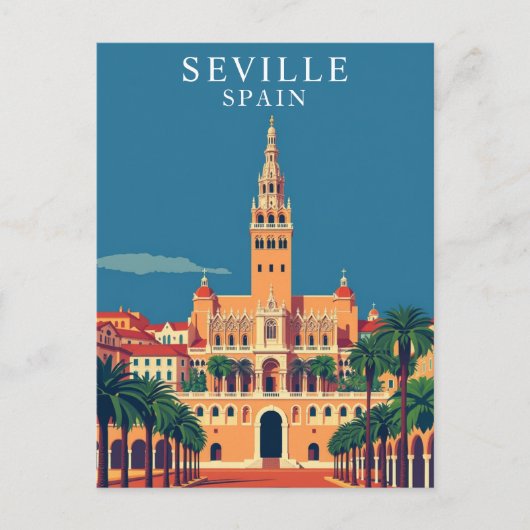 Sevilla, Spanje Andalusië Retro Travel Art Briefkaart (Voorkant)