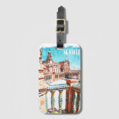 Sevilla Spanje Architectuur Waterverf Bagagelabel (Voorkant (verticaal))
