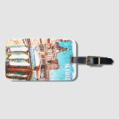 Sevilla Spanje Architectuur Waterverf Bagagelabel (Voorkant (horizontaal))