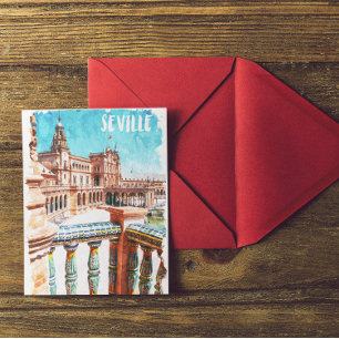 Sevilla Spanje Architectuur Waterverf Briefkaart