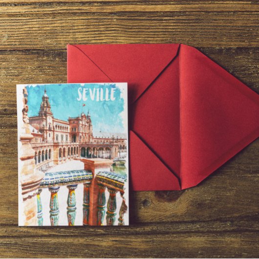 Sevilla Spanje Architectuur Waterverf Briefkaart