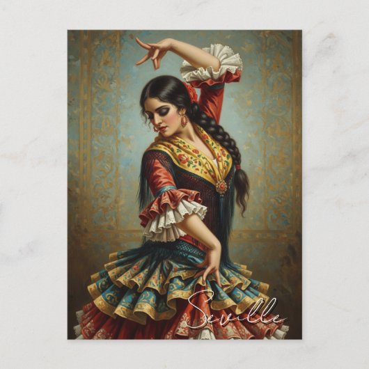 Sevilla Spanje Flamenco Dancer Briefkaart (Voorkant)