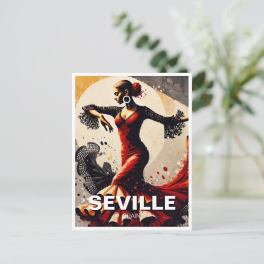 Sevilla Spanje Flamenco Dancer Briefkaart (Staand voorkant)