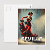 Sevilla Spanje Flamenco danser in het rood Briefkaart (Voorkant / Achterkant)