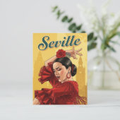 Sevilla Spanje Flamenco danser in het rood Briefkaart (Staand voorkant)
