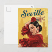 Sevilla Spanje Flamenco danser in het rood Briefkaart (Voorkant / Achterkant)