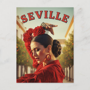 Sevilla Spanje Flamenco danser in het rood Briefkaart