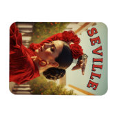 Sevilla Spanje Flamenco danser in het rood Magneet (Horizontaal)