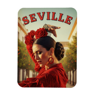 Sevilla Spanje Flamenco danser in het rood Magneet