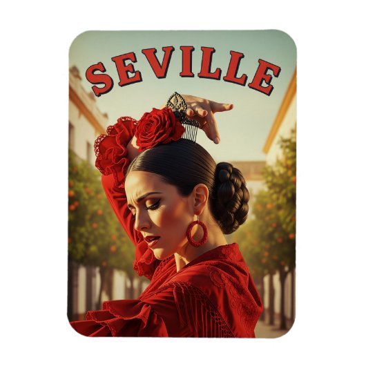 Sevilla Spanje Flamenco danser in het rood Magneet (Verticaal)