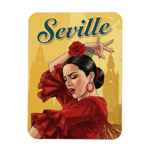 Sevilla Spanje Flamenco danser in het rood Magneet