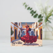 Sevilla Spanje Flamenco Danser in het Rood Spanje Briefkaart (Staand voorkant)