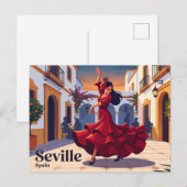 Sevilla Spanje Flamenco Danser in het Rood Spanje Briefkaart (Voorkant / Achterkant)