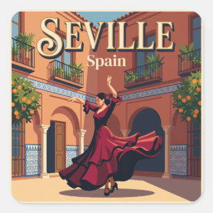 Sevilla Spanje Flamenco Danser Vierkante Sticker