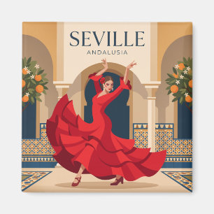 Sevilla Spanje Flamenco Danseres in het Rood Magneet