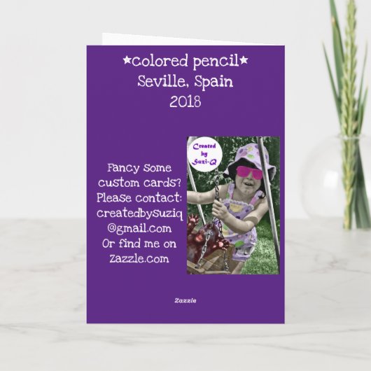 Sevilla, Spanje-gekleurd potlood Kaart (Achterkant)