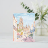 Sevilla Spanje Gouache Verf Illustratie Reizen Briefkaart (Staand voorkant)