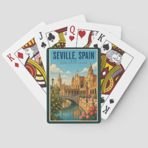 Sevilla Spanje Illustratie Reis Kunst Vintage Pokerkaarten