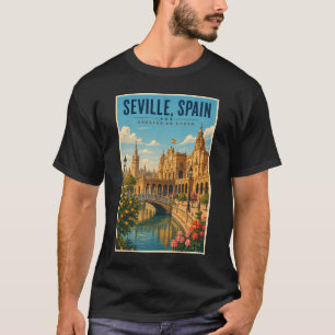 Sevilla Spanje Illustratie Reis Kunst Vintage T-shirt