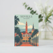 Sevilla, Spanje Kathedraal Vintage Travel Art Briefkaart (Staand voorkant)