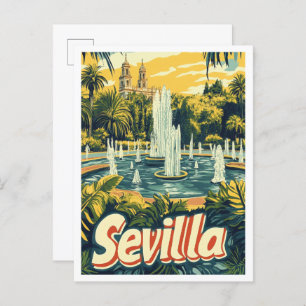 Sevilla Spanje Kunst Vintage Reizen Illustratie Briefkaart