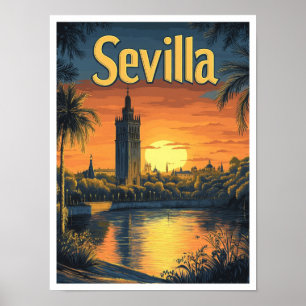 Sevilla Spanje Kunst Vintage Reizen Illustratie Poster
