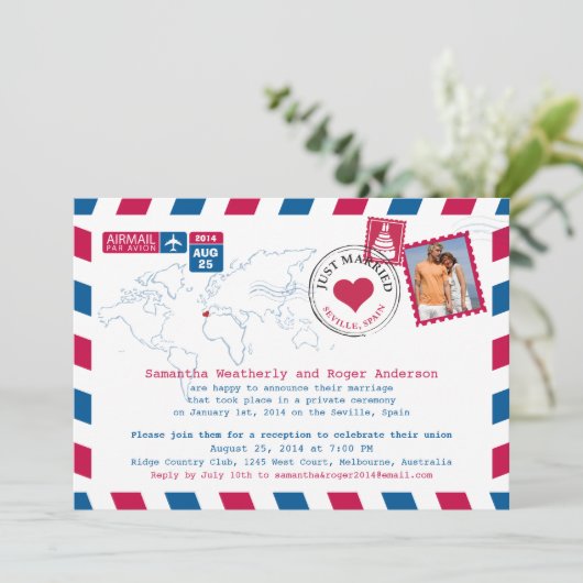 Sevilla, Spanje Luchtpost Huwelijksfeest na de bru Kaart (Staand voorkant)