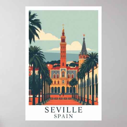 Sevilla Spanje Oude Reis Kunst Poster (Voorkant)