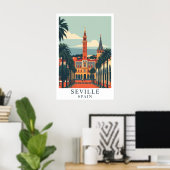 Sevilla Spanje Oude Reis Kunst Poster (Thuiskantoor)