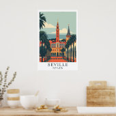 Sevilla Spanje Oude Reis Kunst Poster (Keuken)