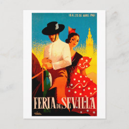 Sevilla, Spanje, paar op paard, vintage reis Briefkaart