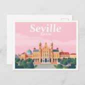 Sevilla Spanje Plaza de Espana Pastelreizen Briefkaart (Voorkant / Achterkant)