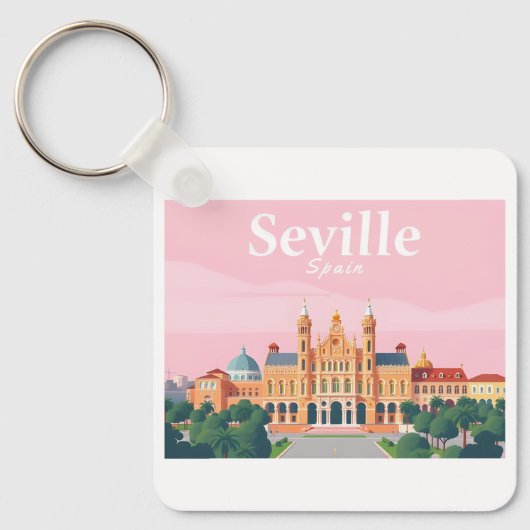 Sevilla Spanje Plaza de Espana Pastelreizen Sleutelhanger (Voorkant)