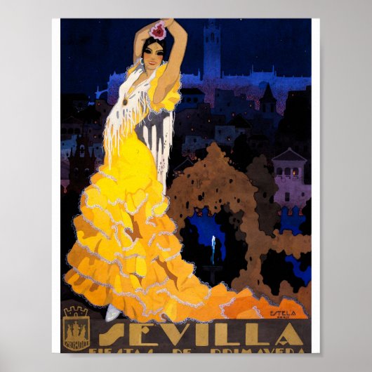 Sevilla Spanje Reizen Poster | Flamenco (Voorkant)