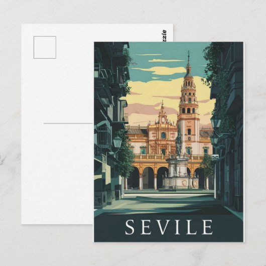 Sevilla Spanje Reizen Retro Briefkaart (Voorkant / Achterkant)