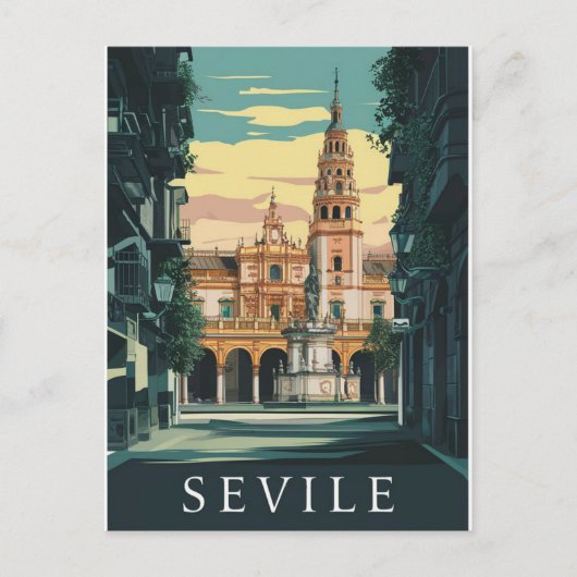 Sevilla Spanje Reizen Retro Briefkaart (Voorkant)