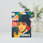 Sevilla, Spanje, Spaans meisje met zwart pet Briefkaart (Staand voorkant)