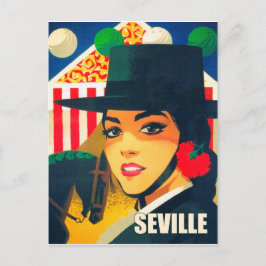 Sevilla, Spanje, Spaans meisje met zwarte hoed Briefkaart