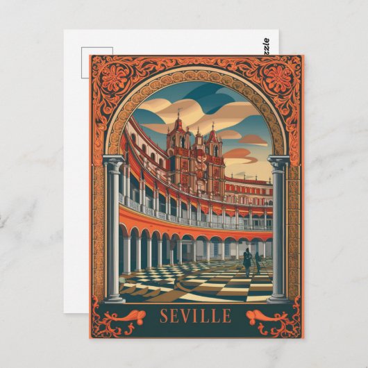 Sevilla Spanje Travel Antiek Briefkaart (Voorkant / Achterkant)