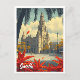 Sevilla Spanje Vintage Artistieke Reisillustratie Briefkaart