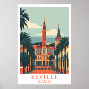 Sevilla Spanje Vintage Reis Kunst Poster