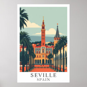 Sevilla Spanje Vintage Reis Kunst Poster