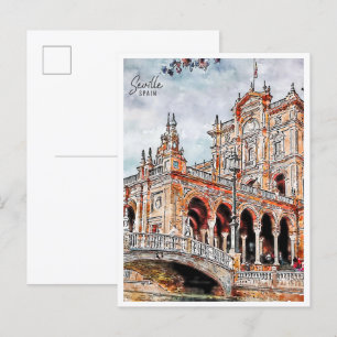 Sevilla Spanje vintage reis waterverf Briefkaart