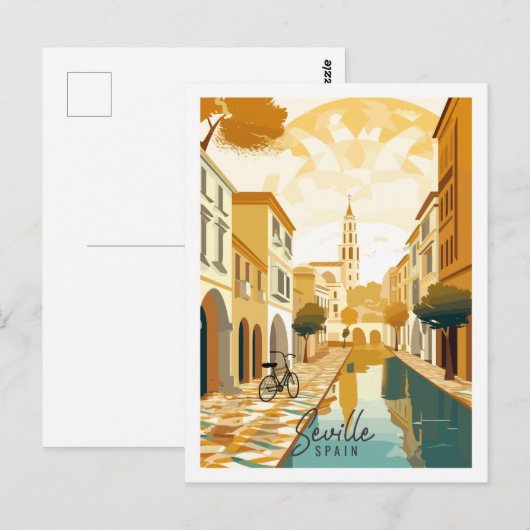 Sevilla Spanje vintage reisplaats illustratie Briefkaart (Voorkant / Achterkant)